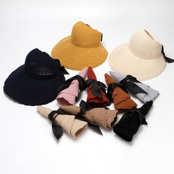 wide brim hats spring and autumn sun hat knitted breathable ladies holiday empty bow big eaves beach folding sunscreen z528, Blue;gray
wide brim hats spring and autumn sun hat knitted breathable ladies holiday empty bow big eaves beach folding sunscreen z528, Blue;gray