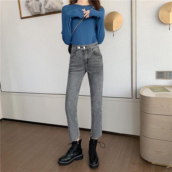 women's jeans make port flavour restoring ancient ways of nine minutes pants two-button slim high burrs female waist straight, Blue
women's jeans make port flavour restoring ancient ways of nine minutes pants two-button slim high burrs female waist straight, Blue