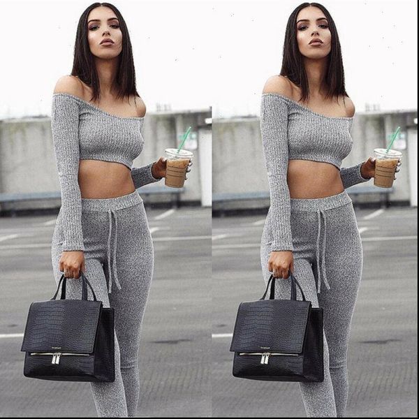 2021 new fashion womens set off shoulder long sleeve crop lace up long pant color 2pcs casual slim early autumn set, Gray
2021 new fashion womens set off shoulder long sleeve crop lace up long pant color 2pcs casual slim early autumn set, Gray