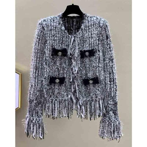 women's knits & tees cardigan long sleeve women knitted tassel jacket black grey color combination woven pocket elegant short, White
women's knits & tees cardigan long sleeve women knitted tassel jacket black grey color combination woven pocket elegant short, White