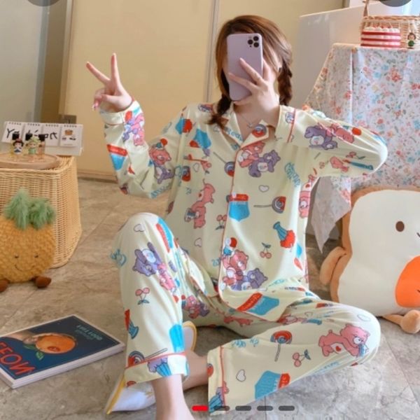 and spring autumn pajamas korean cartoon cute long sleeve cardigan home suit, Black;red
and spring autumn pajamas korean cartoon cute long sleeve cardigan home suit, Black;red