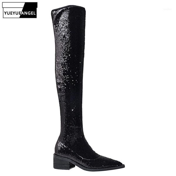 fashion long boots womens black sequins pointed toe slip-on flat with zipper short plush warm winter vintage over knee boots11
fashion long boots womens black sequins pointed toe slip-on flat with zipper short plush warm winter vintage over knee boots11