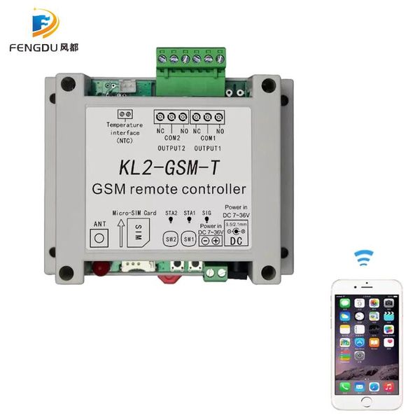 smart home control dc12v 2channel relay output gsm remote switch kl2-gsm-t with 1meter temperature sensor
smart home control dc12v 2channel relay output gsm remote switch kl2-gsm-t with 1meter temperature sensor