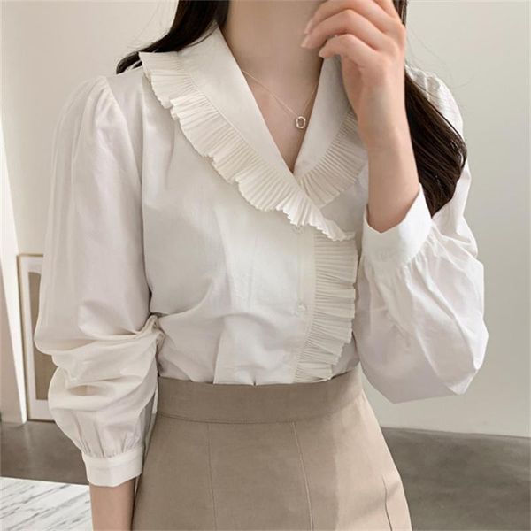 women's blouses & shirts hzirip elegance ruffles chic office lady pleated solid 2021 femme prom sweet brief outwear, White
women's blouses & shirts hzirip elegance ruffles chic office lady pleated solid 2021 femme prom sweet brief outwear, White