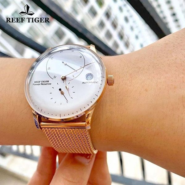 reef tiger/rt 2021 men mechanical watches rose gold automatic stainless steel waterproof wristwatches, Slivery;brown
reef tiger/rt 2021 men mechanical watches rose gold automatic stainless steel waterproof wristwatches, Slivery;brown