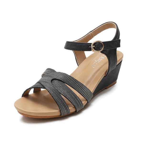 women summer shoes wedges sandals buckle design ladies high heels soft leather female pumps large size 36-42, Black
women summer shoes wedges sandals buckle design ladies high heels soft leather female pumps large size 36-42, Black