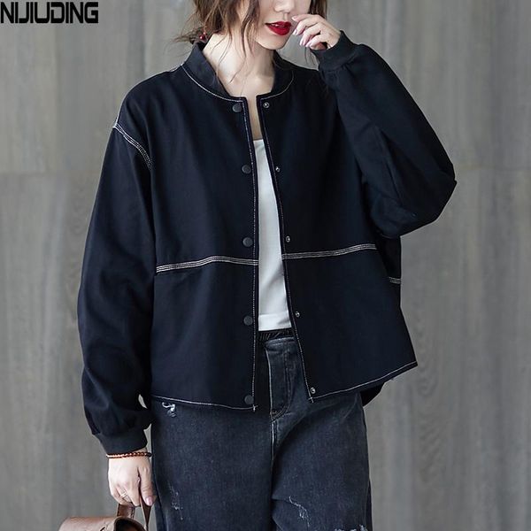 women's jackets 2021 spring cotton women baseball jacket female retro stand collar long sleeve loose coats with pockets mujer fashion, Black;brown
women's jackets 2021 spring cotton women baseball jacket female retro stand collar long sleeve loose coats with pockets mujer fashion, Black;brown