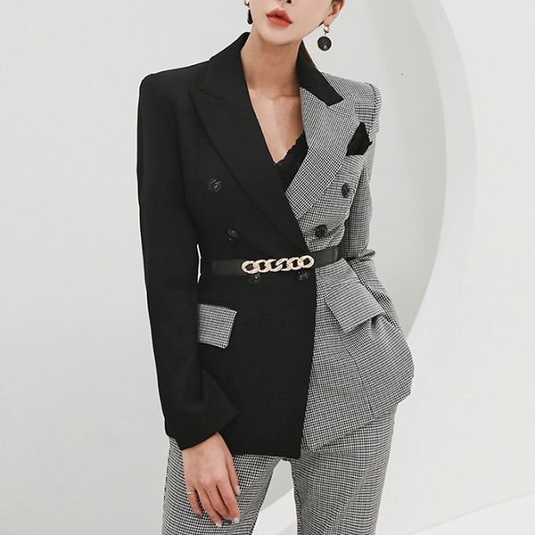 2021 new plaid women blazer suit patchwork color long sleeve office ladies pant suits lady casual autumn two-piece set m11p, Gray
2021 new plaid women blazer suit patchwork color long sleeve office ladies pant suits lady casual autumn two-piece set m11p, Gray