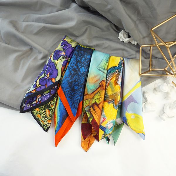 19 oil painting series square scarves, versatile temperament, small scarf, mulberry silk, Blue;gray
19 oil painting series square scarves, versatile temperament, small scarf, mulberry silk, Blue;gray