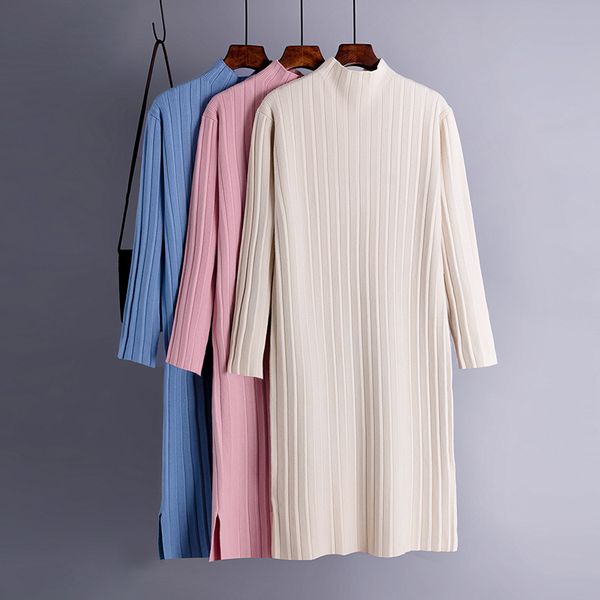 women turtleneck knitted dress elastic casual loose long sleeve jumper autumn winter thicken warm split sweater dresses, White;black
women turtleneck knitted dress elastic casual loose long sleeve jumper autumn winter thicken warm split sweater dresses, White;black