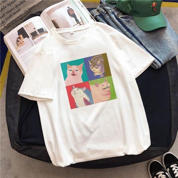 female cartoon cat tees short sleeve casual print ulzzang clothes cute harajuku vintage women t-shirt, White
female cartoon cat tees short sleeve casual print ulzzang clothes cute harajuku vintage women t-shirt, White