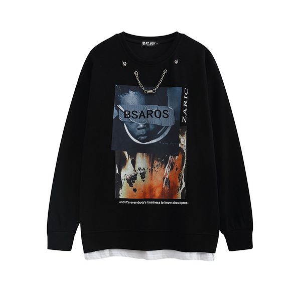 chaopai high street necklace fake two long sleeved pullover boys and teenagers hip hop street large size sweater, Black
chaopai high street necklace fake two long sleeved pullover boys and teenagers hip hop street large size sweater, Black