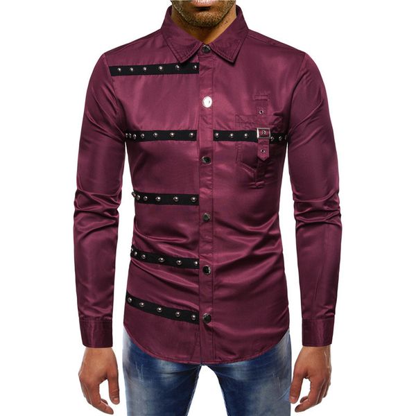 2021 men's shirt vintage rivet stripe lapel long sleeve slim streetwear man gothic evening shirts ropa gotica hombre pa46, White;black
2021 men's shirt vintage rivet stripe lapel long sleeve slim streetwear man gothic evening shirts ropa gotica hombre pa46, White;black