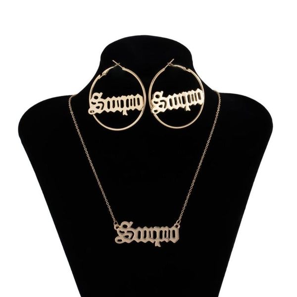 earrings & necklace wgoud fashion novelty gold color metal letter and earring jewelry set for women hip hop trendy initial accessories, Silver
earrings & necklace wgoud fashion novelty gold color metal letter and earring jewelry set for women hip hop trendy initial accessories, Silver