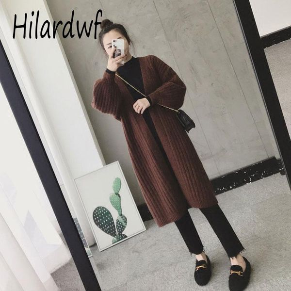 women's wool & blends hilardwf 2021 korean version mid long lazy style sleeve winter sweater loose outside knitted cardigan coat, Black
women's wool & blends hilardwf 2021 korean version mid long lazy style sleeve winter sweater loose outside knitted cardigan coat, Black