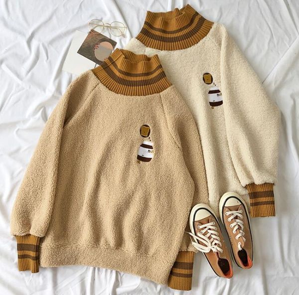 women's sweaters autumn winter loose cartoon turtleneck pullovers thick womens warm sweatshirts, White;black
women's sweaters autumn winter loose cartoon turtleneck pullovers thick womens warm sweatshirts, White;black
