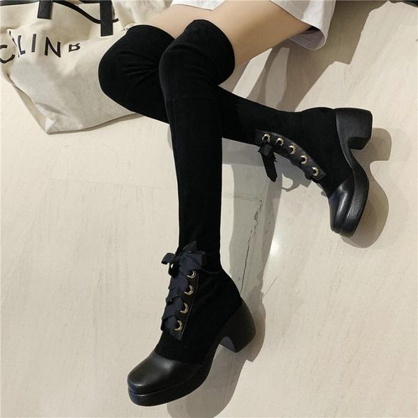boots long sneakers women cow leather elastic stretchy over the knee high military female lace up velvet platform pumps shoes, Black
boots long sneakers women cow leather elastic stretchy over the knee high military female lace up velvet platform pumps shoes, Black