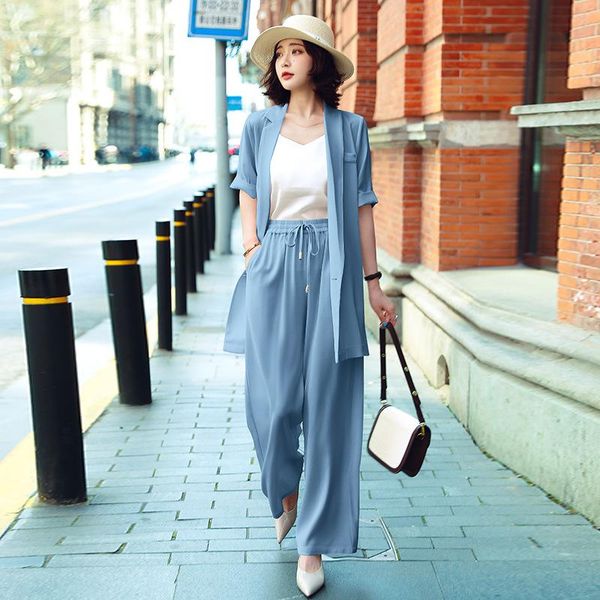 women's two piece pants blue/beige chiffon women blazer suits set short-sleeved coat long elegant leisure clothes 2021 summer ladies of, White
women's two piece pants blue/beige chiffon women blazer suits set short-sleeved coat long elegant leisure clothes 2021 summer ladies of, White