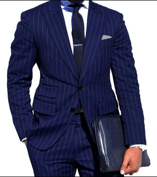 men's suits & blazers 2021dark blue stripe men suit for business summer single breasted wide peaked lapel slim fit jacket 2 pieces, White;black
men's suits & blazers 2021dark blue stripe men suit for business summer single breasted wide peaked lapel slim fit jacket 2 pieces, White;black