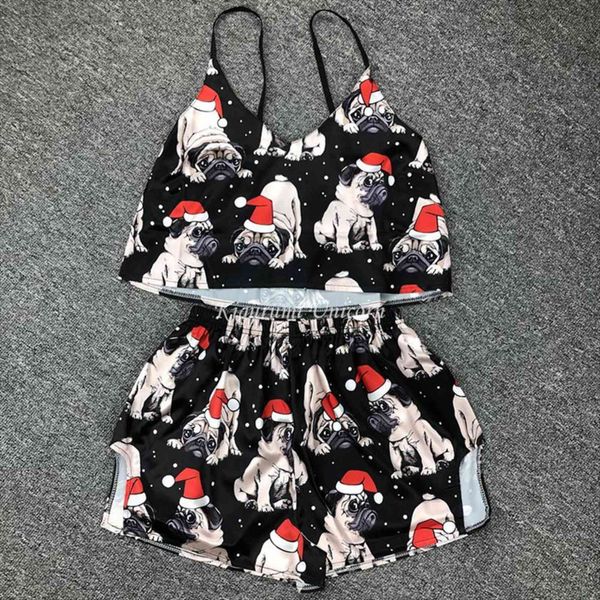 dog pajama set cute print women sleepwear silk v neck pijama satin night home suits wear sleeveless and, Black;red
dog pajama set cute print women sleepwear silk v neck pijama satin night home suits wear sleeveless and, Black;red