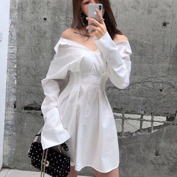 casual dresses 2021 spring summer korean mini es fashion women cothes long-sleeved shirt temperament waist slim robes i9x9, Black;gray
casual dresses 2021 spring summer korean mini es fashion women cothes long-sleeved shirt temperament waist slim robes i9x9, Black;gray