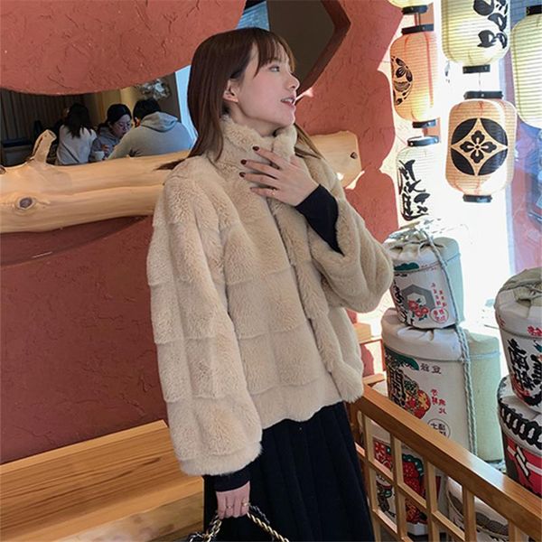 women's fur & faux winter thick warm fluffy mink jacket coat women loose short furry outerwear 2 color stand collar female, Black
women's fur & faux winter thick warm fluffy mink jacket coat women loose short furry outerwear 2 color stand collar female, Black