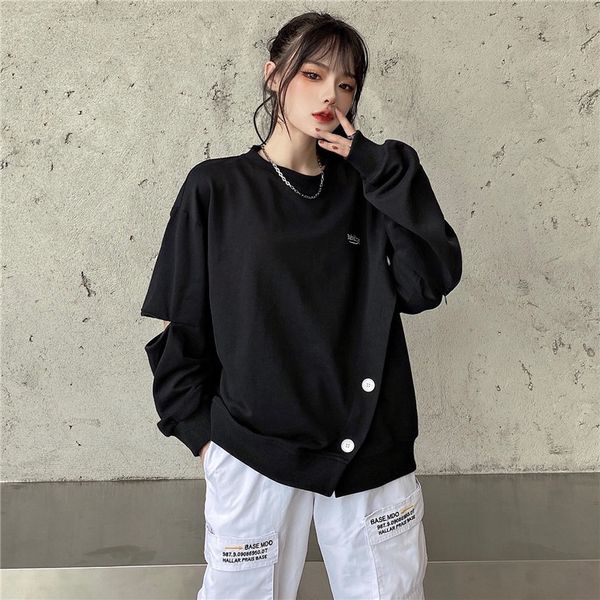 2021 new autumn harajuku style design sense oblique buckle zipper opening long-sleeved sweatshirt women hoodless round neck ywyq, Black
2021 new autumn harajuku style design sense oblique buckle zipper opening long-sleeved sweatshirt women hoodless round neck ywyq, Black