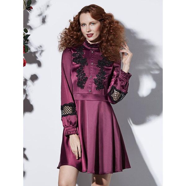 casual dresses women mini elegant purple party gothic aline stand collar zipper hollow embroidery bead female fashion lady dress, Black;gray
casual dresses women mini elegant purple party gothic aline stand collar zipper hollow embroidery bead female fashion lady dress, Black;gray