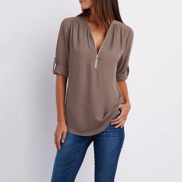 women's blouses & shirts women half sleeves loose female v neck clothing harajuku chic all-match oversize solid zipper #t2, White
women's blouses & shirts women half sleeves loose female v neck clothing harajuku chic all-match oversize solid zipper #t2, White