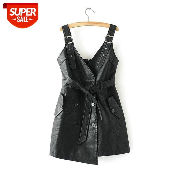 black leather adjustable strap dress mini tunic a line dress club wear lady bow belt slim femme vestidos elegant streetwear #8b1p, White;black
black leather adjustable strap dress mini tunic a line dress club wear lady bow belt slim femme vestidos elegant streetwear #8b1p, White;black