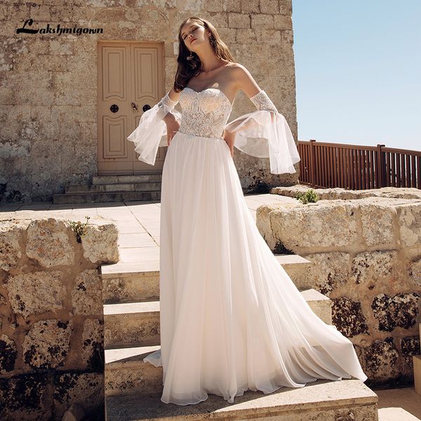 2021 new a line boho beach wedding es with detachable sleeves lace applique elegant bridal gowns robe de mariee 06wp, White
2021 new a line boho beach wedding es with detachable sleeves lace applique elegant bridal gowns robe de mariee 06wp, White