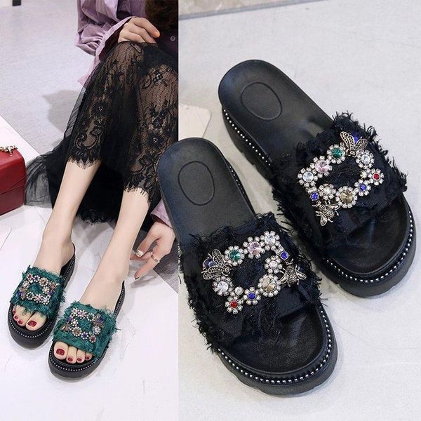 bohemia women platform flip flops high wedge heels slippers acrylic rhinestone pu black white casual beach lady flat thongs a121
bohemia women platform flip flops high wedge heels slippers acrylic rhinestone pu black white casual beach lady flat thongs a121