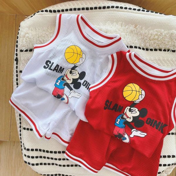 boys' and girls' cartoon sports suit summer baby basketball children's vest shorts two piece set, White
boys' and girls' cartoon sports suit summer baby basketball children's vest shorts two piece set, White