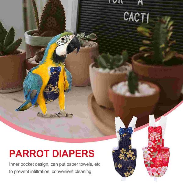 other bird supplies 2pcs washable durable birds diaper cotton pet nappy black red