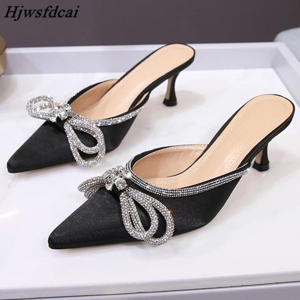 slippers hjwsfdcai 2021 rhinestone bow high heels sequined mules pointed toe sandals crystal women's party dress pumps, Black
slippers hjwsfdcai 2021 rhinestone bow high heels sequined mules pointed toe sandals crystal women's party dress pumps, Black