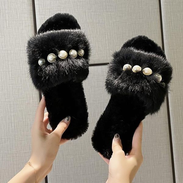 slippers xiaoxiangfeng pearl plush women's autumn 2021 net red flat-bottomed gentle wind outer wear flip-flop shoes, Black
slippers xiaoxiangfeng pearl plush women's autumn 2021 net red flat-bottomed gentle wind outer wear flip-flop shoes, Black