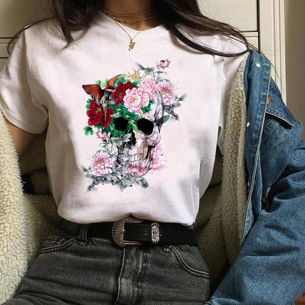 clothing clothes graphic skull flower womens t shirts fashion tend 90s print halloween lady tees female shirt, White
clothing clothes graphic skull flower womens t shirts fashion tend 90s print halloween lady tees female shirt, White