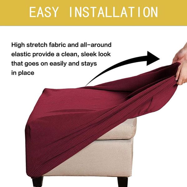 chair covers soft stretch non slip home decor accessories breathable elastic bottom jacquard footstool protect simple square ottoman cover