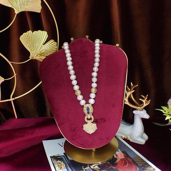 pendant necklaces habitoo luxury natural 11-12mm white baroque cultured pearl necklace blue crystal cubic zircon leopard head jewelry gift, Silver
pendant necklaces habitoo luxury natural 11-12mm white baroque cultured pearl necklace blue crystal cubic zircon leopard head jewelry gift, Silver