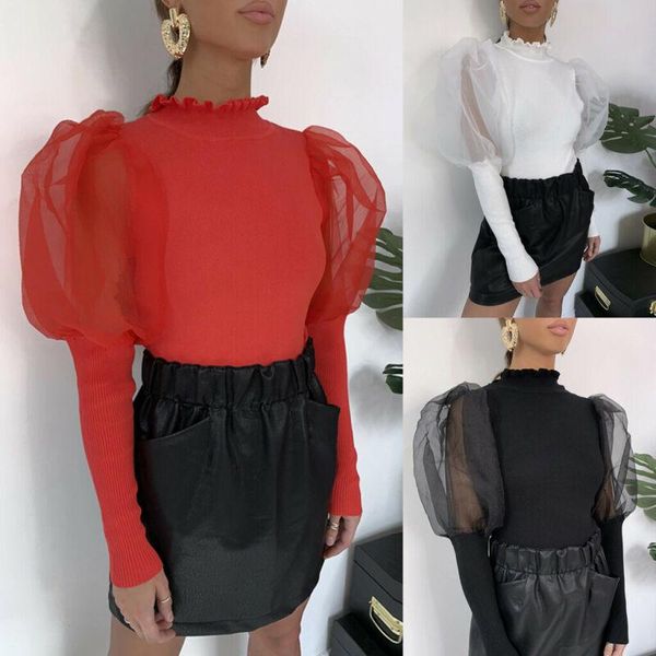 womens long puff sleeve sheer shirt casual basic tunic long sleeve autumn splice loose blouse ladies high collar blouse, White
womens long puff sleeve sheer shirt casual basic tunic long sleeve autumn splice loose blouse ladies high collar blouse, White