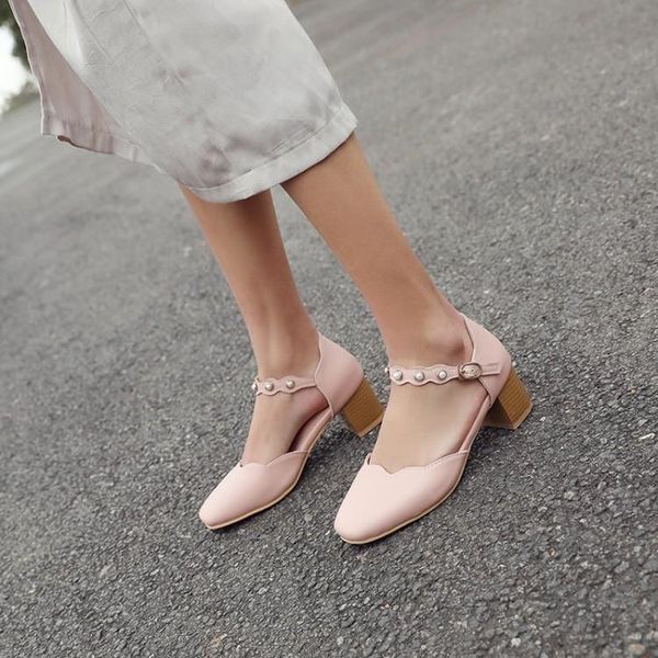 dress shoes big size 11 12 13 14 15 high heels sandals women woman summer ladies pearl buckle with square head and shallow mouth, Black 
dress shoes big size 11 12 13 14 15 high heels sandals women woman summer ladies pearl buckle with square head and shallow mouth, Black