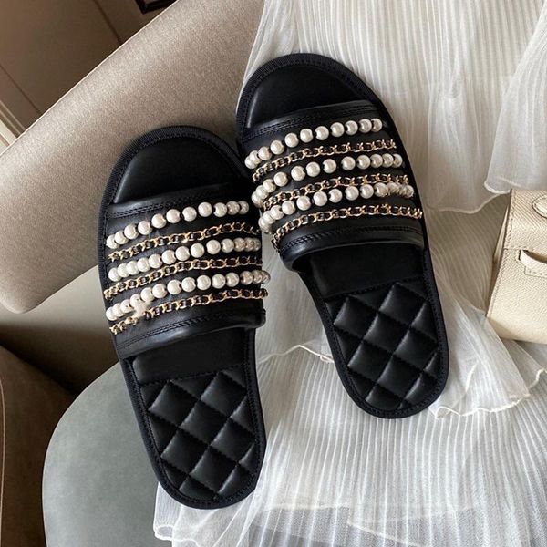 summer pearl chain flats slippers female casual shoes women black beach outdoor flip flops new leather sandal lady
summer pearl chain flats slippers female casual shoes women black beach outdoor flip flops new leather sandal lady