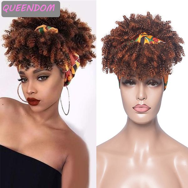 brown short afro kinky curly headband wig ombre synthetic afro curly headwrap wigs with bangs natural heat resistant turban wig, Black
brown short afro kinky curly headband wig ombre synthetic afro curly headwrap wigs with bangs natural heat resistant turban wig, Black