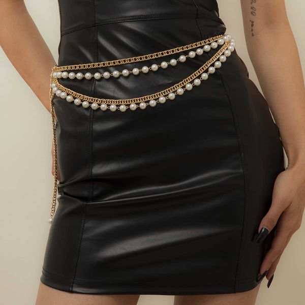 jewelry hip hop metal texture imitation pearl multi circle waist temperament small fragrance body chain, Silver
jewelry hip hop metal texture imitation pearl multi circle waist temperament small fragrance body chain, Silver