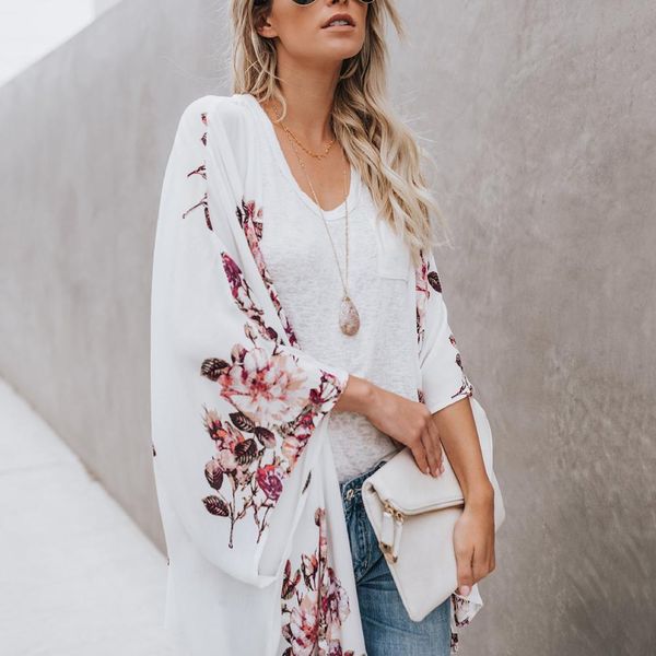 cardigan women summer beach flower print long sleeve open front chiffon kimono cardigan women casual cardigan women beach jacket, White
cardigan women summer beach flower print long sleeve open front chiffon kimono cardigan women casual cardigan women beach jacket, White
