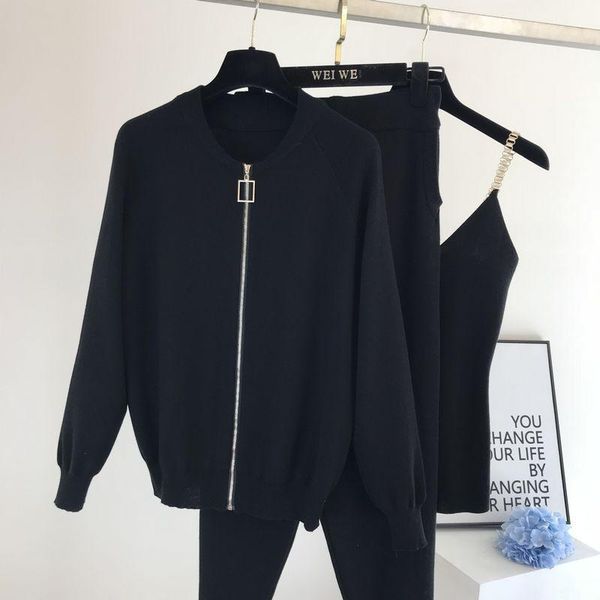 women's two piece pants 2021 autumn knitted women sest solid vest long sleeve zipper cardigans elastic waist 3pcs sets tracksuits cloth, White
women's two piece pants 2021 autumn knitted women sest solid vest long sleeve zipper cardigans elastic waist 3pcs sets tracksuits cloth, White