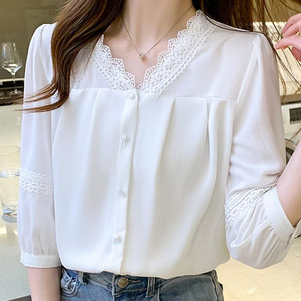 women's blouses & shirts blouse women summer white shirt short sleeve v-neck chiffon blusas mujer de moda 2021 e970
women's blouses & shirts blouse women summer white shirt short sleeve v-neck chiffon blusas mujer de moda 2021 e970