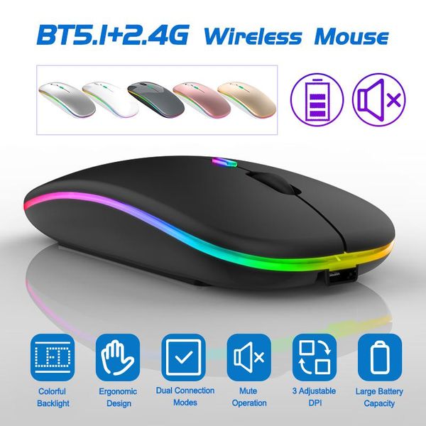 2.4ghz and bluetooth 5.1 wireless mouse rechargeable colorful backlight computer mice 3 adjustable dpi levels mouse for laptop
2.4ghz and bluetooth 5.1 wireless mouse rechargeable colorful backlight computer mice 3 adjustable dpi levels mouse for laptop