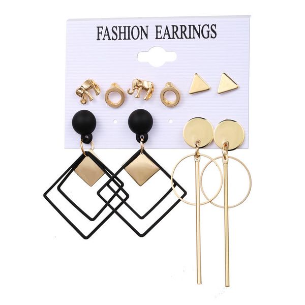 elephant diamond ring earring set 5 pairs creative simple alloy earrings, Silver
elephant diamond ring earring set 5 pairs creative simple alloy earrings, Silver