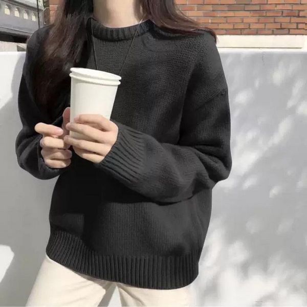 women's sweaters winter sweater women vintage round neck loose female japanese knitting cotton casual purple pullovers, White;black
women's sweaters winter sweater women vintage round neck loose female japanese knitting cotton casual purple pullovers, White;black